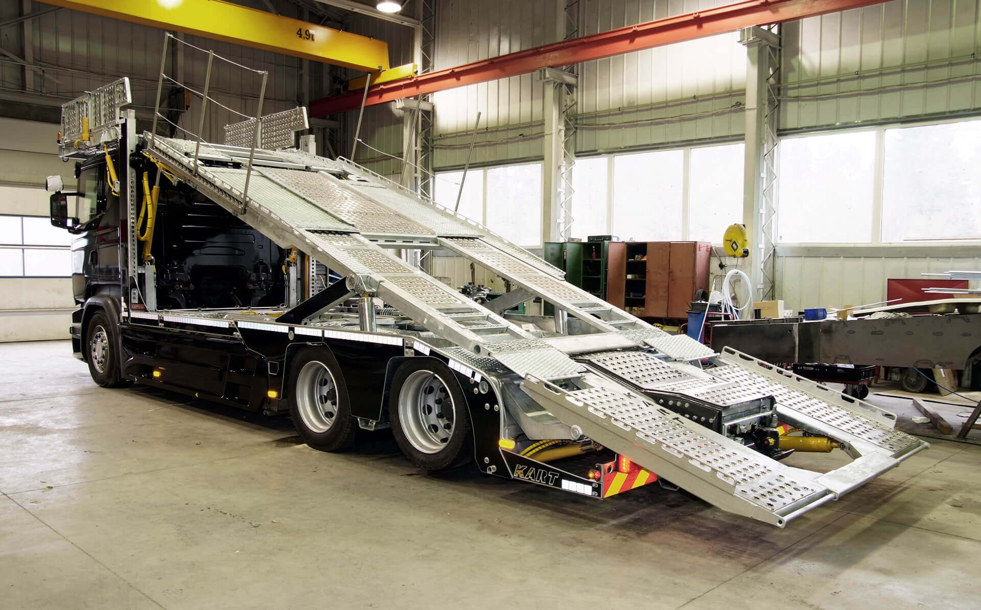 Black MEGATRANS trailer superstructure in factory